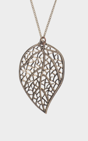 Golden Leaf Filigree Necklace