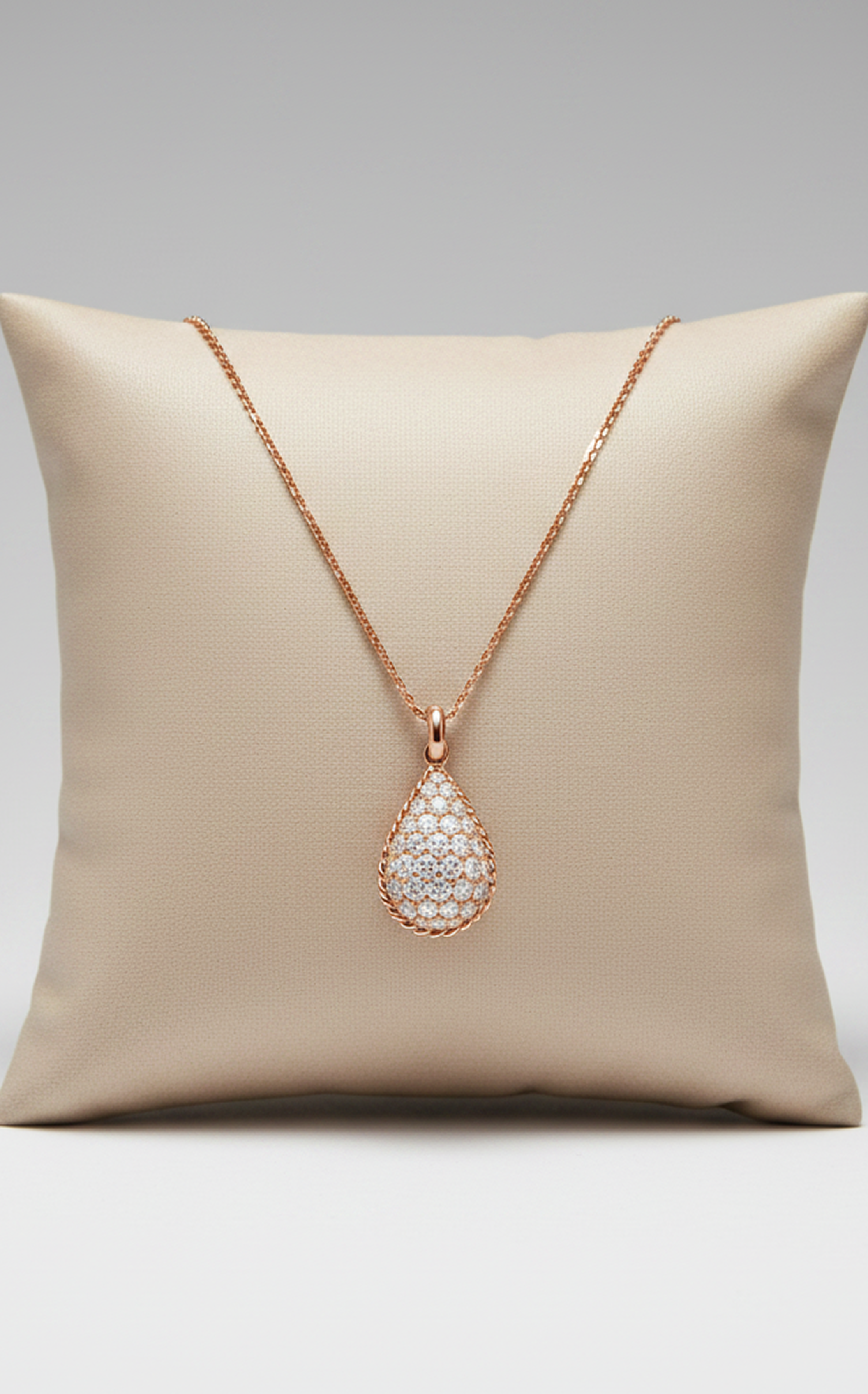 Rose Gold Teardrop Pavé Necklace
