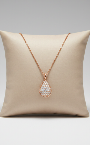 Rose Gold Teardrop Pavé Necklace